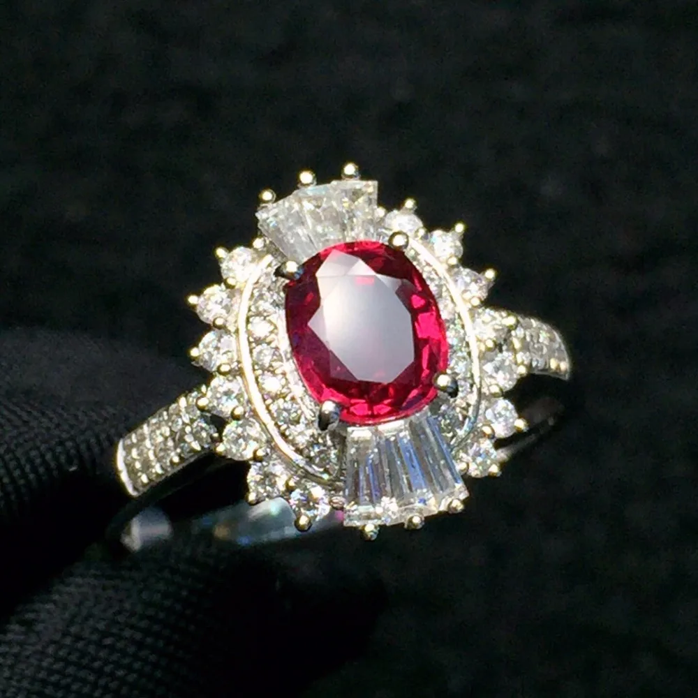 Ювелирные украшения из чистого золота 18 К Настоящее натуральное 0.9ct красное