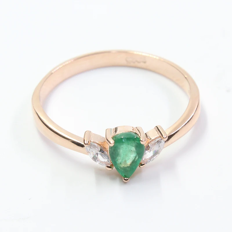 Модное Изумрудное серебряное кольцо 4*6 мм 0.35ct с грушевидной огранкой, натуральное серебряное кольцо класса SI emarld, твердое кольцо 925 sivler, изумрудное кольцо для свадьбы