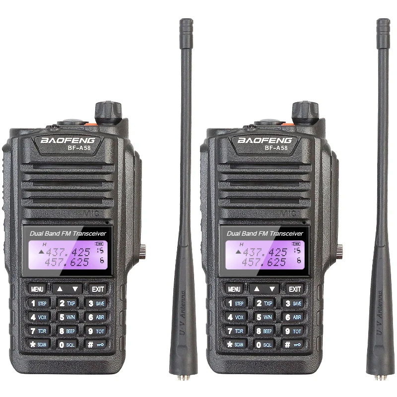 

2PCS/LOT Original IP-57 Waterproof 136-174/400-520MHZ VHF UHF Portable BaoFeng BF-A58 Walkie Talkie Free Headset