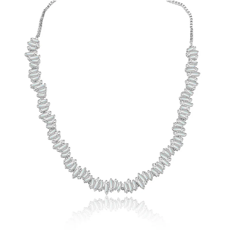 Женская цепочка чокер с фианитами ожерелье геометрической формы нежный подарок