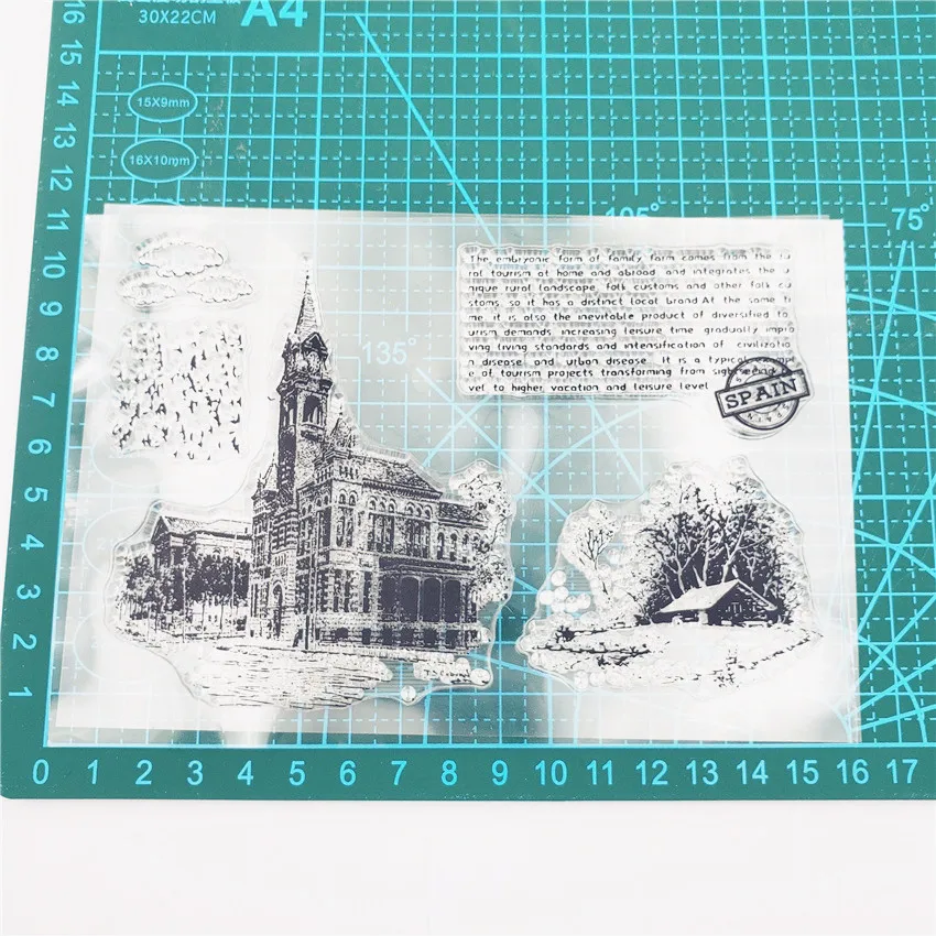 

Vintage Castle Manor Building Transparent Clear Stamps Silicone Seal for DIY Scrapbooking Card Photo Album Decoration Crafts