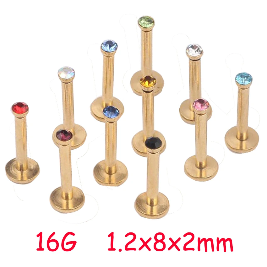 SaYao 1 2x8x2 мм 16G Стандартные серьги с внутренней резьбой красочный драгоценный