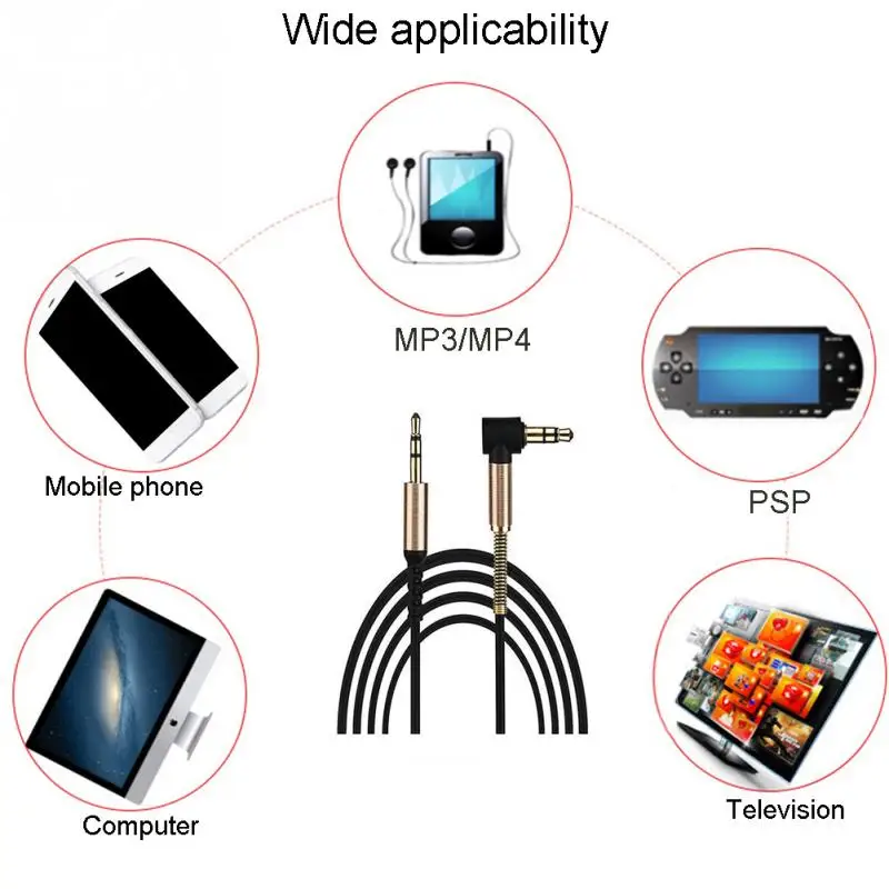 3.5mm Jack Spring Elbow Audio Cable Extension Aux Sound Line Vehicle Male To for iPhone Car Headphone Speaker MP3 |