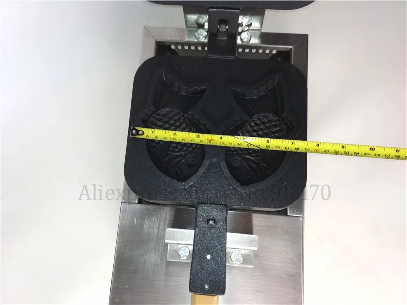 Антипригарная 2 формы рыба тайяки вафельница газовая рыба торт Taiyaki пекарь плита коммерческого использования деревянные ручки