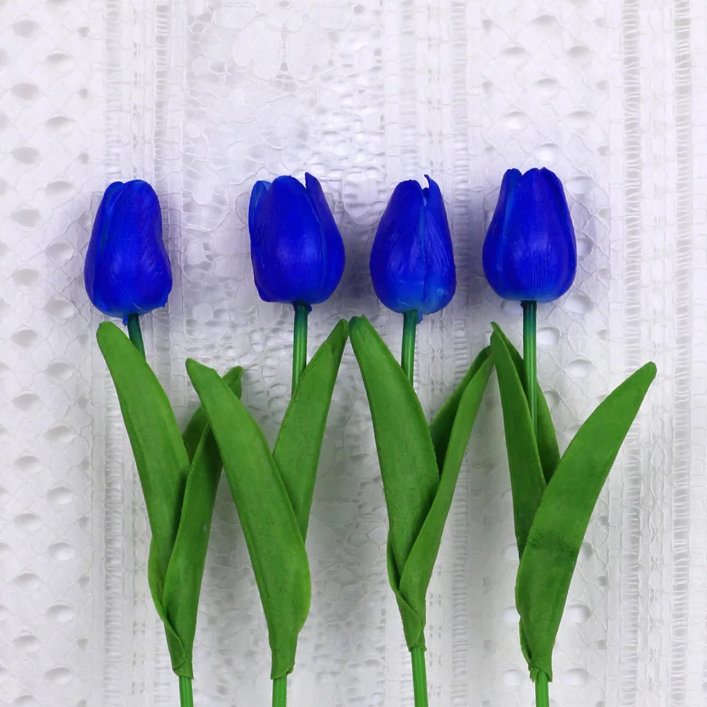 5pcs Royal blue Artificial Tulips fake Flowers PU artificial decora Tulip for Home Wedding decoration