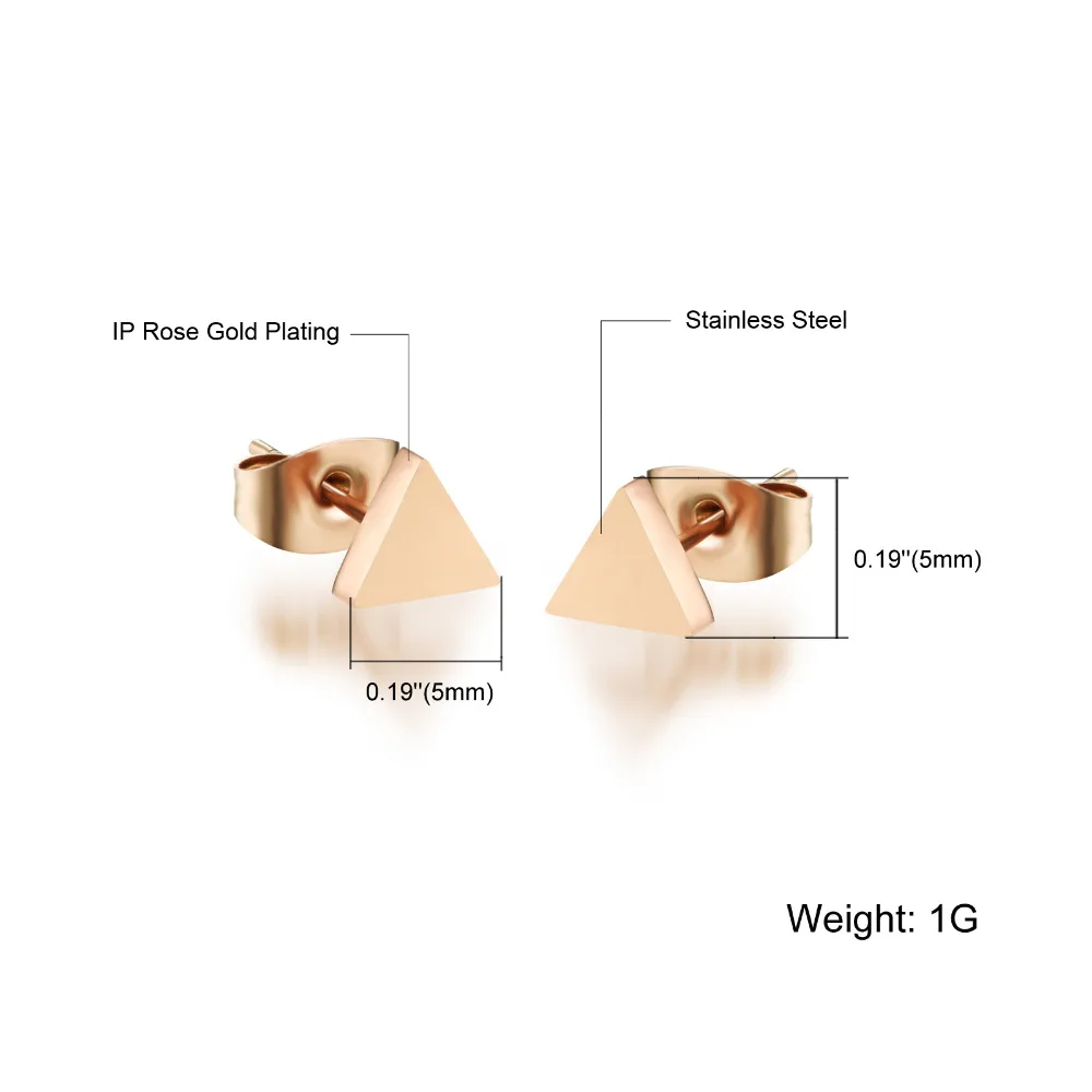 OPK Шампанское Золото Цвет Женская Сережка гвоздик классический треугольник из