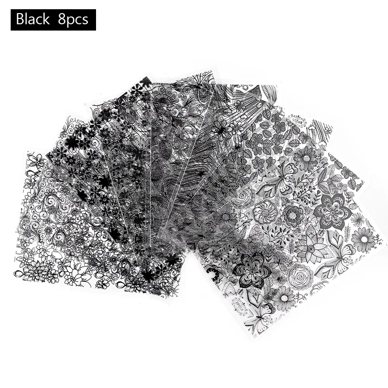 8 шт./компл. тисненые металлические наклейки для ногтей цветущие цветы