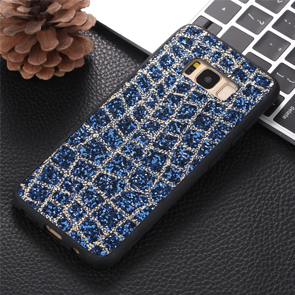 Hard Bling Rugged Case for Samsung S9 S8 Plus A8 S7 A5 Iphone X 7 8 6 Slim Grid Cell Phone Cover Protector Back Accessory |