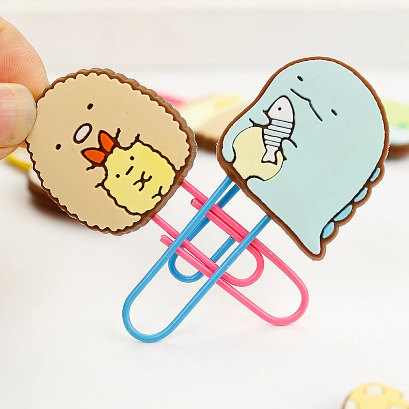 1 шт. японский мультфильм бумажный зажим силиконовый материал escolar закладки для