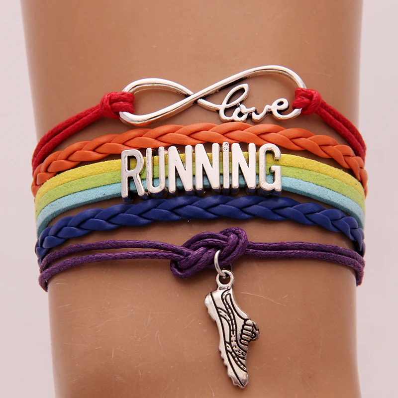 Прямая поставка спортивный браслет Infinity Love для бега и браслеты радужные цвета