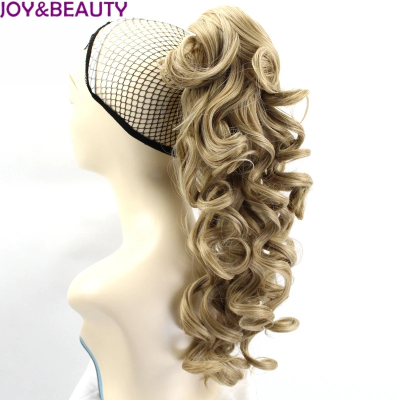 

JOY & BEAUTY 24-дюймовые длинные кудрявые волосы для конского хвоста на шнурке термостойкие накладные волосы на заколке для наращивания Натураль...