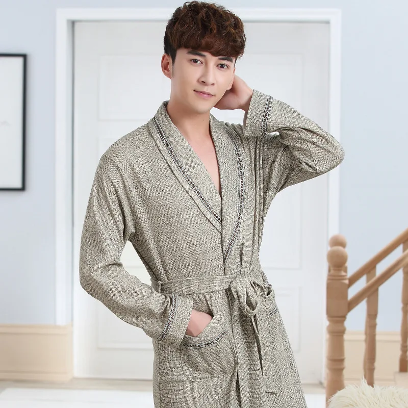 Новый халат мужской ночная рубашка Новая мужская хлопковая Пижама Yukata Men Badjas Mannen