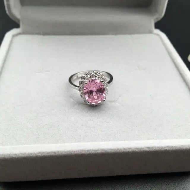 

KJJEAXCMY Factory Outlet Wholesale Colorful Jewelry Pink Zircon Ring 925 Silver One Piece