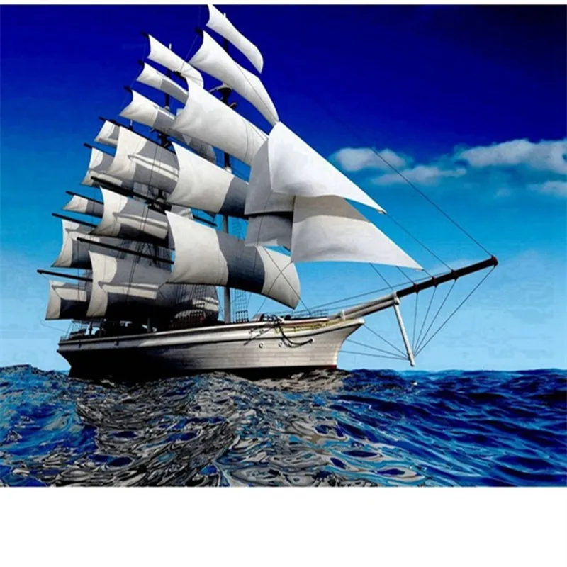 5D алмазная живопись сделай сам вышивка крестиком парусная лодка морской корабль