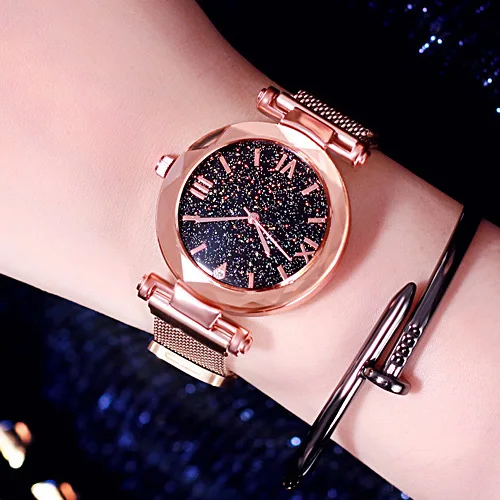 rose gold 4 Повседневное платье из нержавеющей стали Кварцевые наручные часы модные звездное небо Наручные детские часики подарок для девочек детские часы Relogio Infantil - Цвет: rose gold 4
