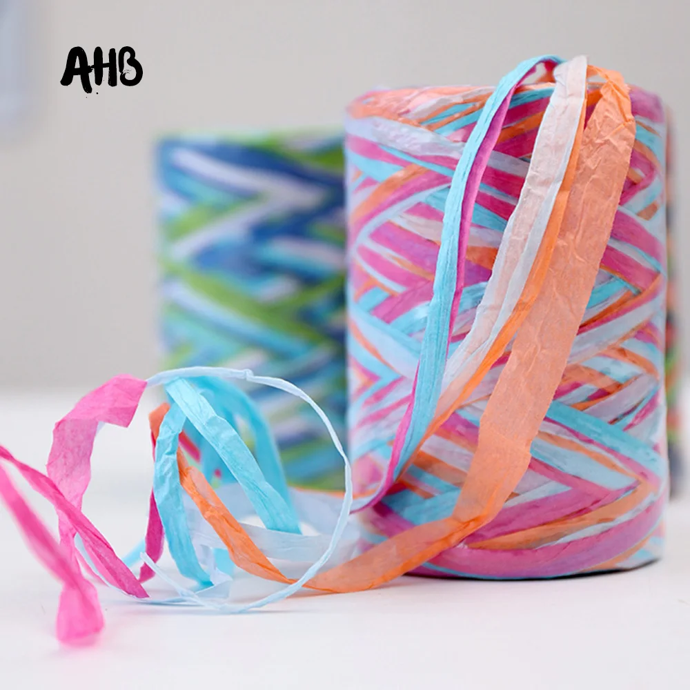 80M/Roll Rope Arts Craft 4Color Mixed Lafite Grass Paper For DIY Gift Box Wrapping Decorative Material Handmade Accessories | Дом и сад