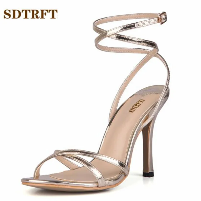 Туфли SDTRFT женские на тонком каблуке 10 см пикантные сандалии с перекрестными