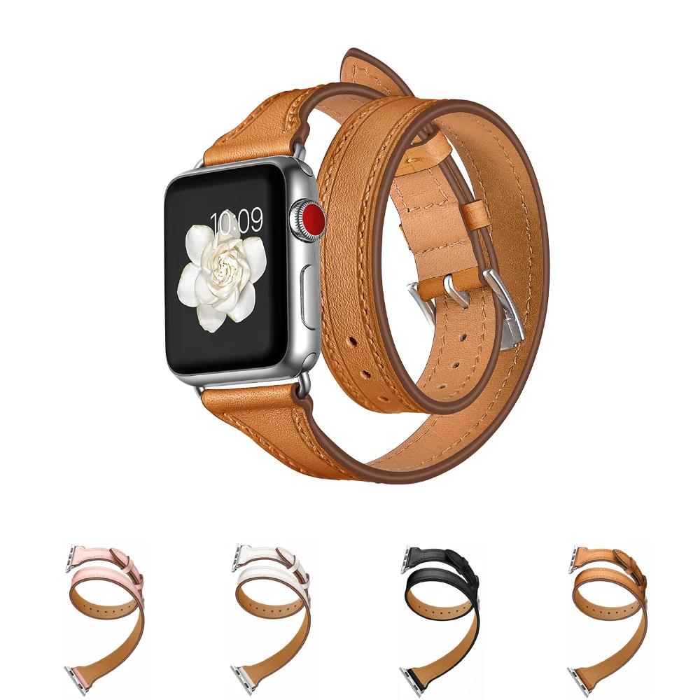 Двойной тур для наручных часов Apple watch версии 40 мм 44 42 38 версия из натуральной кожи