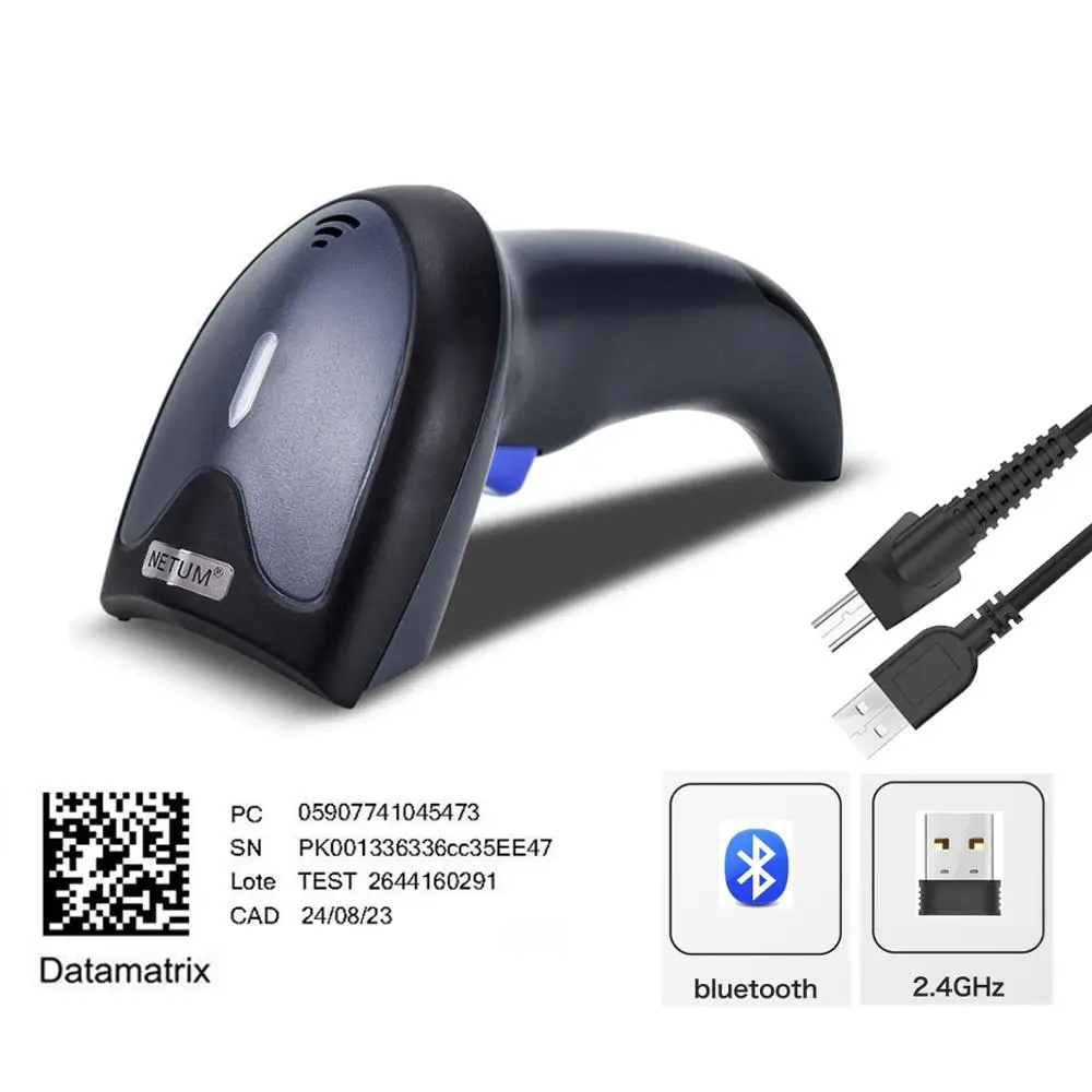 Сканер штрих кода NETUM W8 X Bluetooth 2D/QR PDF417 считыватель (3 в 1 2 4G беспроводной и USB