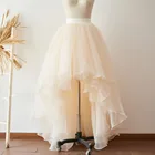 Асимметричная юбка, из органзы, цвета шампанского, для подружки невесты на свадьбе