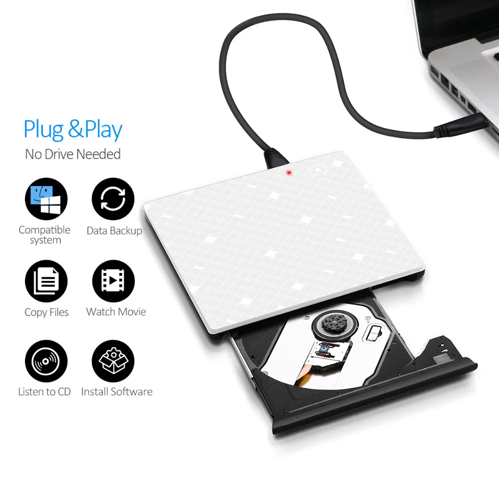 Внешний Дисковод DVD Оптический компакт диск писатель/горелка привод Портативный