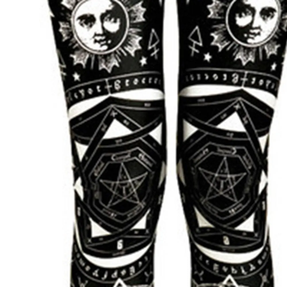 Женские осенние тонкие леггинсы в готическом стиле с принтом черепа и звезд, мягкие тренировочные штаны для фитнеса, тянущиеся дышащие обтягивающие повседневные Леггинсы