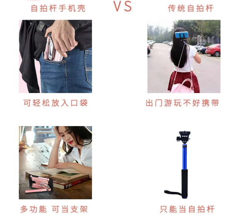 Футляр для селфи для iphone X Hybrid Armor TPU чехол для iphone 8, 8 Plus, 7, 7 Plus, 6/6s Plus Mini Selfie Stick