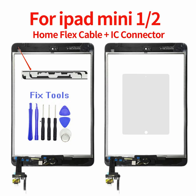 Для iPad Mini 1 2 A1432 A1454 A1455 A1489 A1490 A149 сенсорный экран дигитайзер сенсор + IC чип разъем