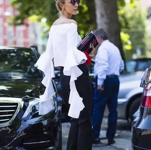 

Women Vintage Butterfly SleeveLadies Sexy Shirt Lotus Leaf Sleeve Off Shoulder Blouse Tops Q18