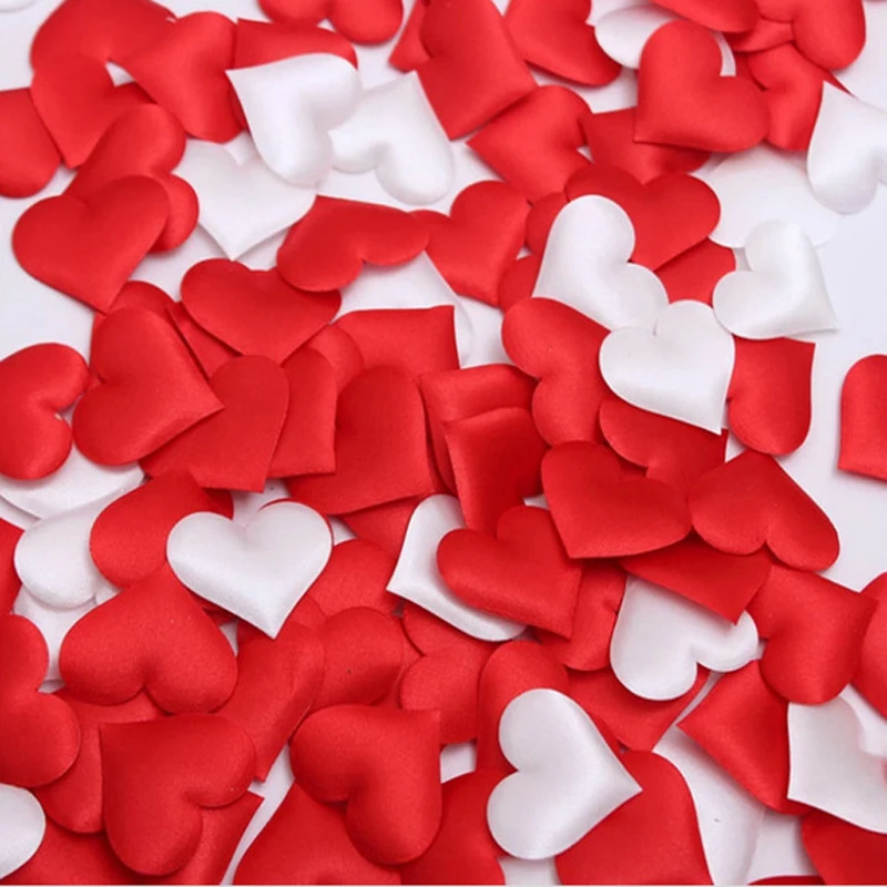 

cheap ! 100pcs Fabric Heart dia 3.5x3.5cm / 2x1.5cm Wedding Party Confetti Table Decoration birthday party Decorative Supplies