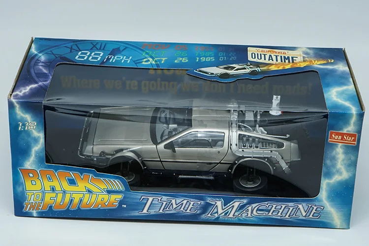 1/18 масштаб Назад в будущее часть 1 2 3 машина времени DeLorean DMC-12 машина литья под давлением модель игрушки оригинальная коробка