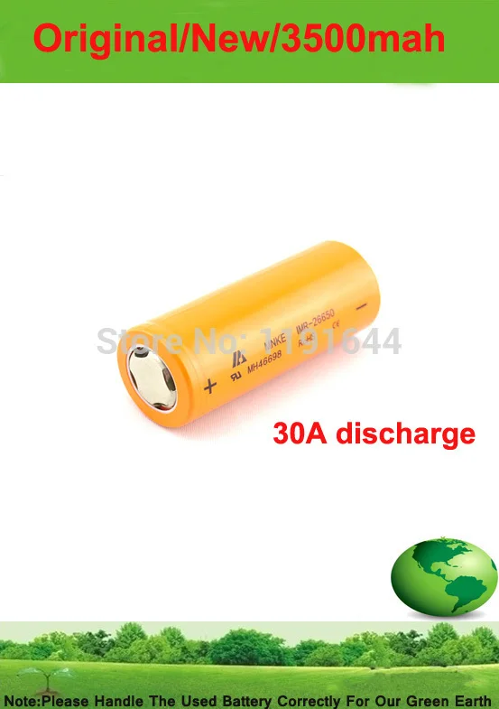 Free Shipping!!!6PCS/LOT Real capacity MNKE 3.7V 26650 IMR26650 3500mAh high drain 30A discharge rechargeable battery|calendar watch|watch