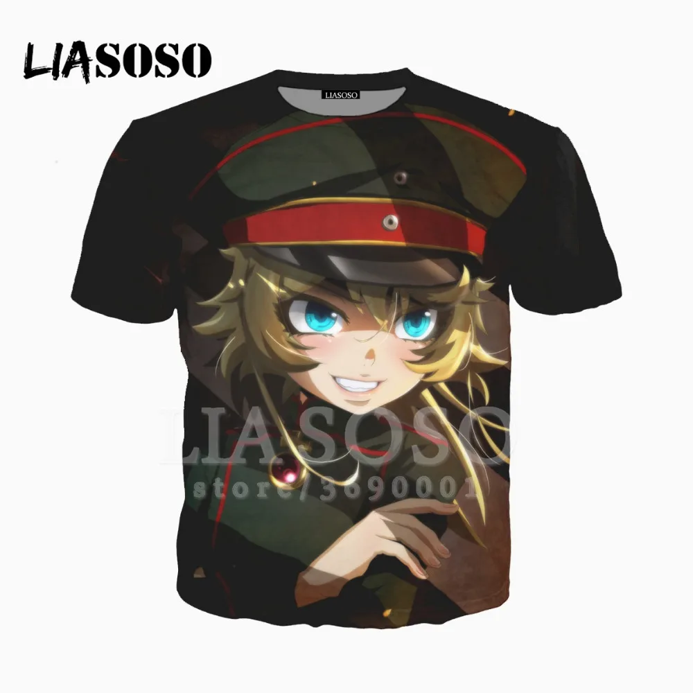 Женская и мужская футболка с 3D принтом LIASOSO Youjo Senki Tanya Degurechaff летняя повседневная в