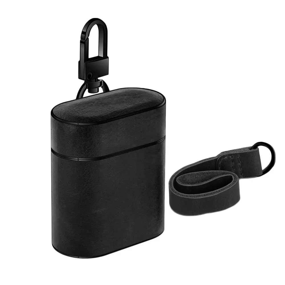 black JINSERTA чехол для наушников для Airpods, 1/2 натуральная кожа, чехол с ремешком с пряжкой, сумка для наушников, аксессуары для наушников - Цвет: black