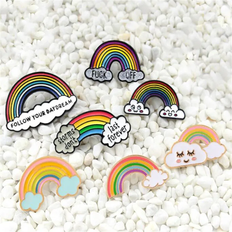1 шт мультфильм Цвет Радуга значок металлический украшения для рюкзака куртка