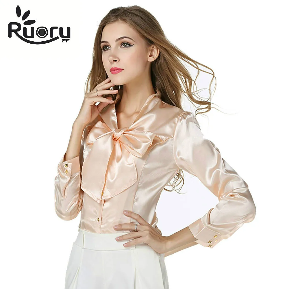 Лидер продаж корейская модная одежда шифоновая атласная блузка с бантом и