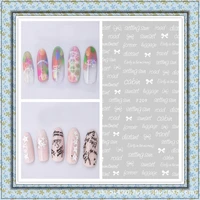 2019 new arrived 2sheets word nail stickers decals white and black letter nail art decorations manicure tools sliders f205 212