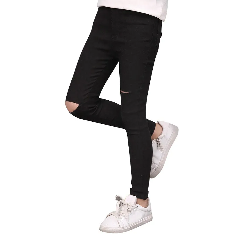 Детские штаны с дырками одежда для девочек джинсы маленьких модные детские брюки