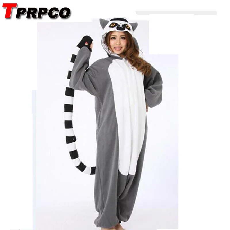 TPRPCO кигуруми Lemur длинный хвост обезьяна взрослых Onesie унисекс пижамы Хэллоуин костюмы для рождественской вечеринки NL168