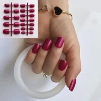 24pcs mixed candy colors nail tips short design fake nails full cover false acrylic nails art design tips