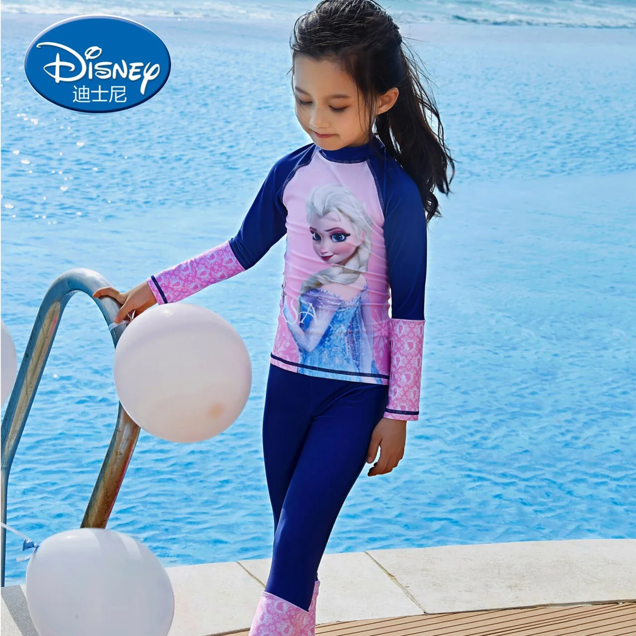 Disney Эльзы из мультфильма "Холодное сердце", детский купальный костюм, одежда для купания для девочек, защита от солнечных лучей Длинные штаны летняя одежда для девочек, защищающая от солнца защитный купальный костюм