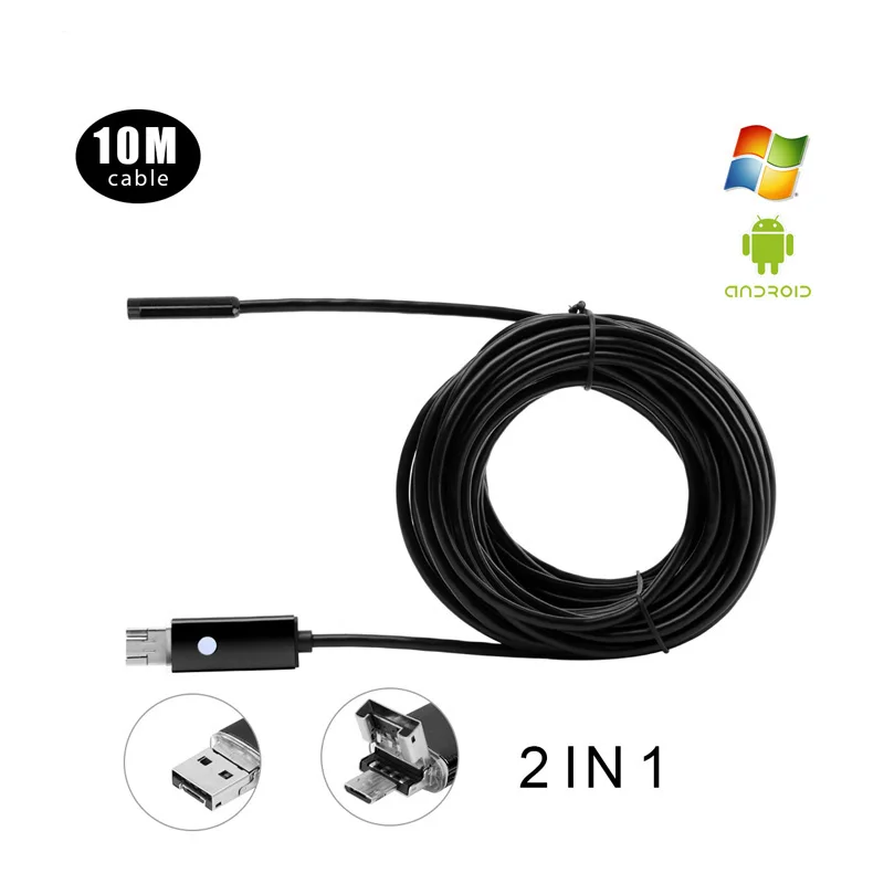 3 цвета 5 мм объектив 10 м USB эндоскопа Android OTG телефон Endoscopio 2in1 Мини Камера