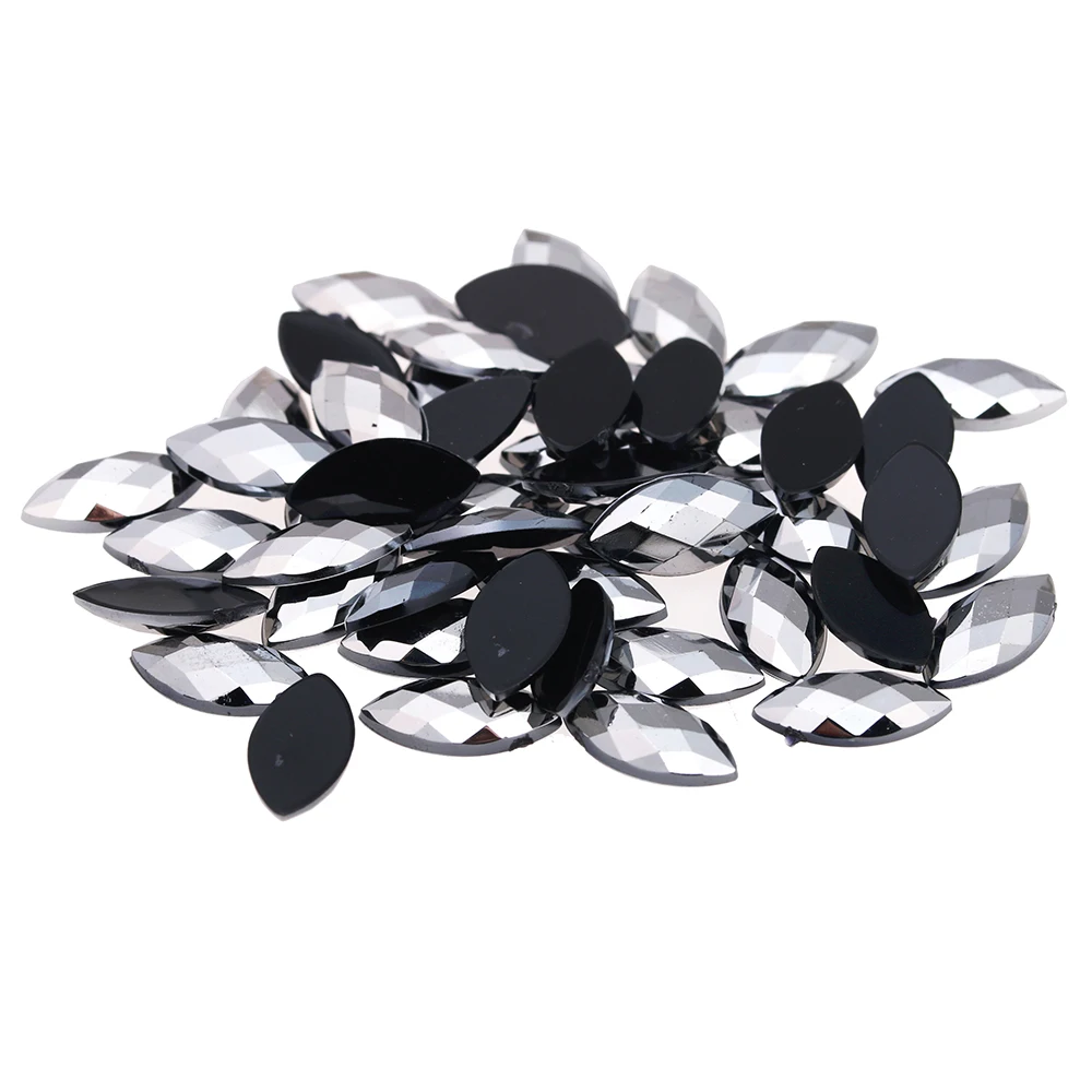 36hematite 100pcs Акриловые DIY драгоценные камни 4x8 мм 100 шт Плоские с оборота маркизы земли граненые AB цвета, акриловые стразы высокий Блестящий декор для ногтей украшения - Цвет: 36hematite 100pcs