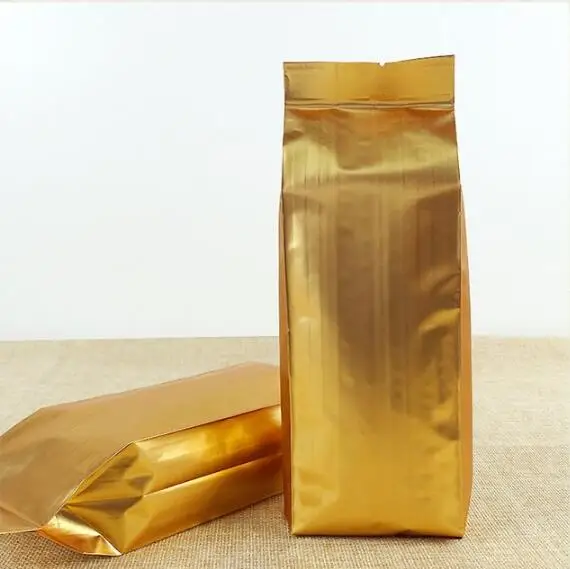 100 шт./лот упаковочная сумка для чая и кофе из золотой алюминиевой фольги/мешок