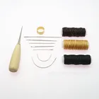Набор инструментов ручной работы для кожевенного ремесла с иглой, вощеная нить для кожи, шнур, буровая шила и наперсток для ремонта кожи, 12 шт.