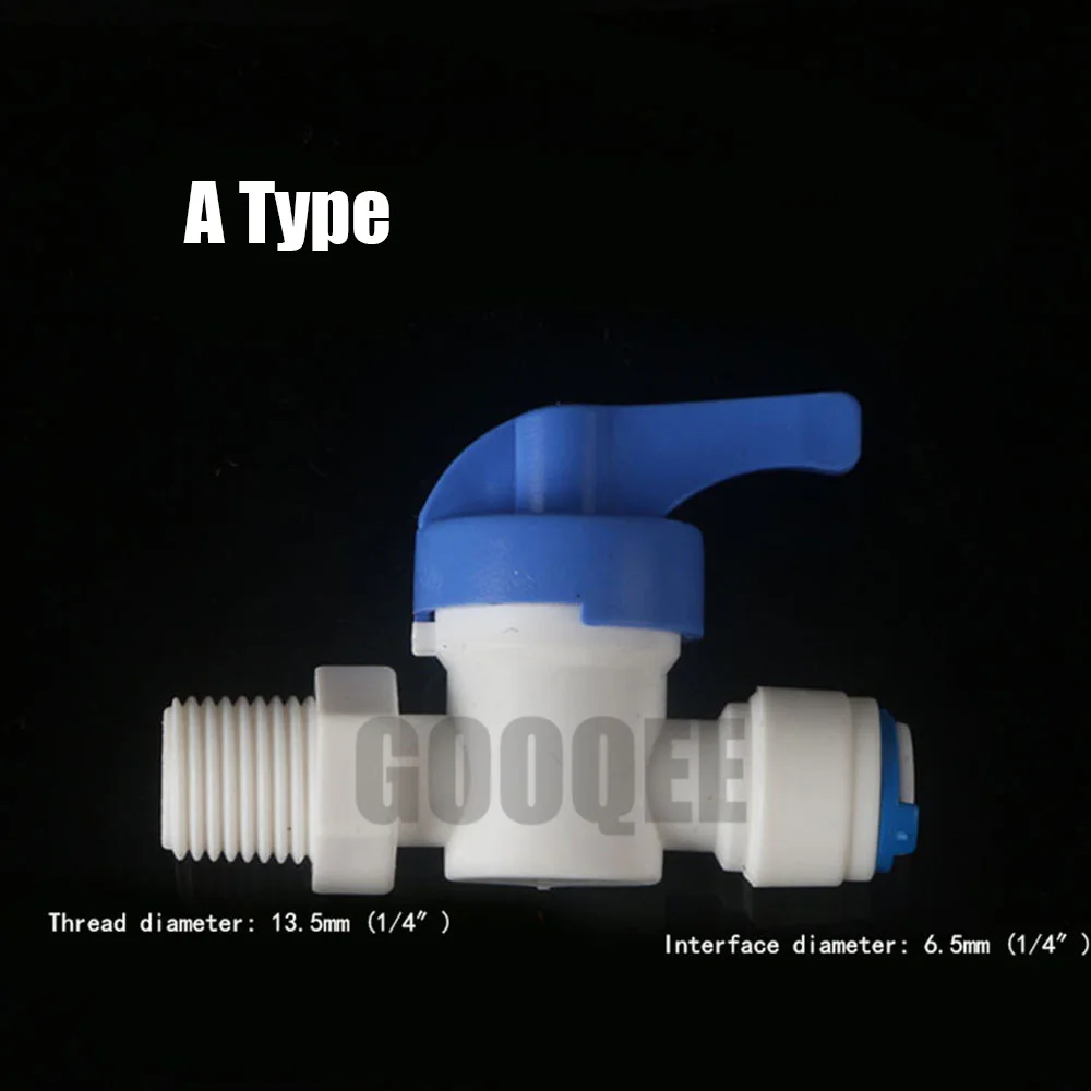 RO шаровой клапан воды ревист осмоса аквариумная система фитинги 1/4 &quotили 3/8&quot OD (2