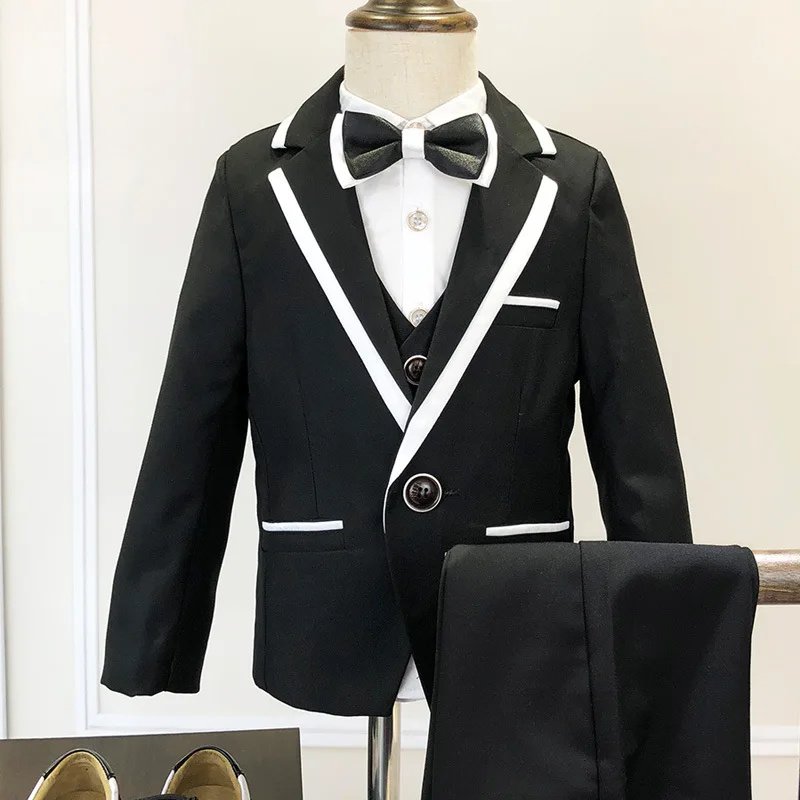 

Flower Boys Tuxedo Suit for Wedding Kids Birthday Party Dress Blazer Vest Trouser 3pcs Clothing Set Children Ceremony Costume