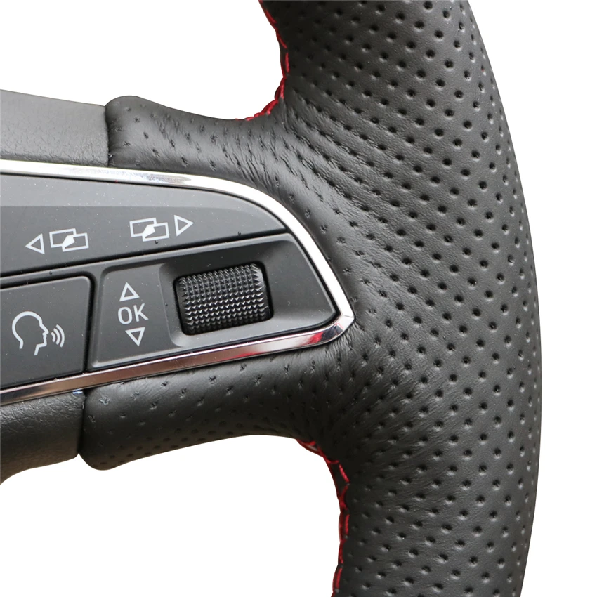 Черный чехол на руль из натуральной кожи для Seat Leon Cupra R 2013-2019 Ateca 2016-2019 Ibiza FR |