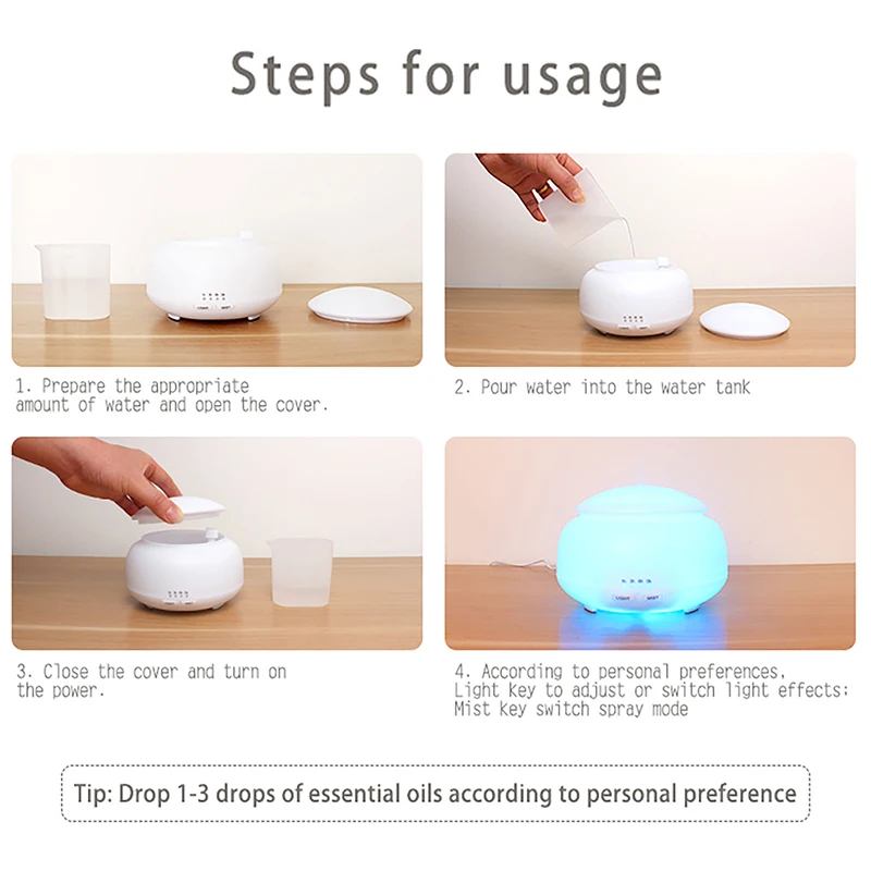 

Ultrasonic Air Humidifier Soft LED night Light Essential Oil Diffuser air Purifier Aroma Mist Maker for home office