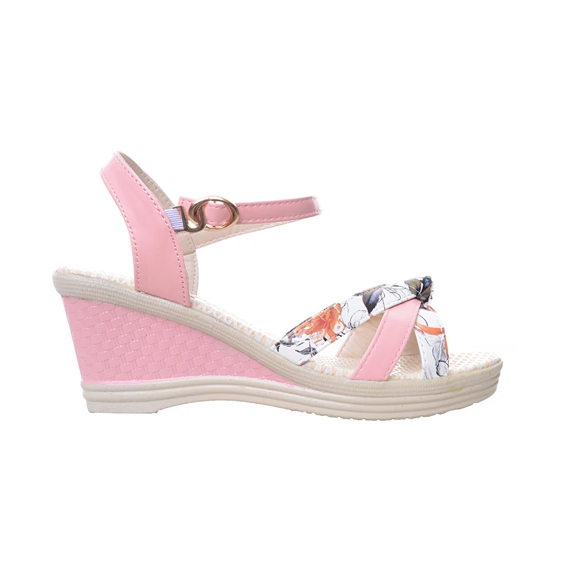 Женские повседневные сандалии-гладиаторы на танкетке с принтом летние стильные